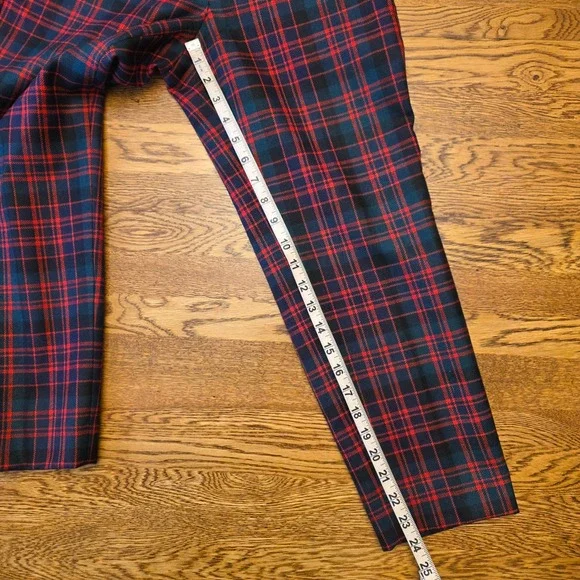 J. Crew Plaid 100% Wool lined Trousers Womens Size 28 Red Green Christmas Career - Picture 10 of 12